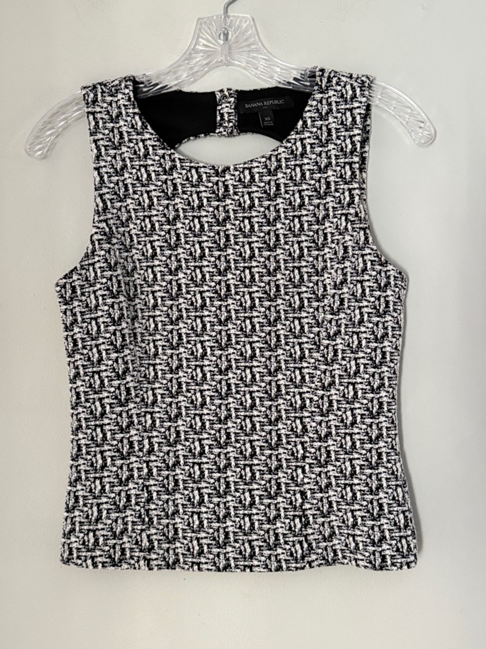Banana Republic Woven Tapestry Style Knit Tank Top XS Black & White Sleeveless